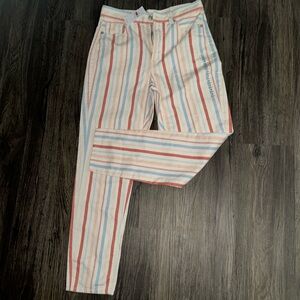 American Eagle Jeans Womens 4 Multicolor Striped Mom High Waist Denim Cotton NWT